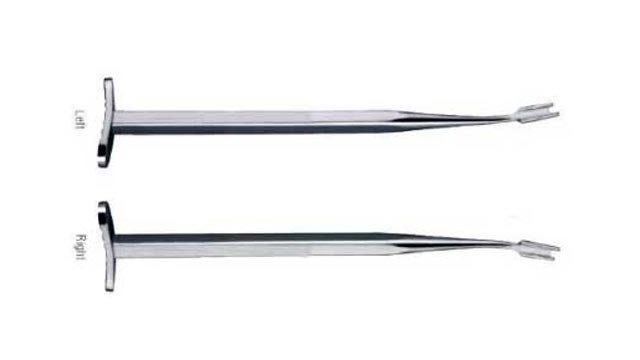 Smillie menisectomy knife protruding beak at base, 175mm long curved right/left